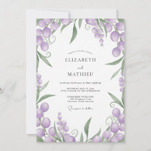 Invitation Mariage Feuillage de Baie d'Améthyste