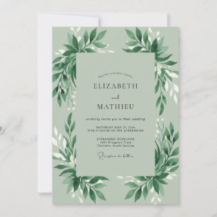 Invitation Mariage Feuillage de Menthe Verdure