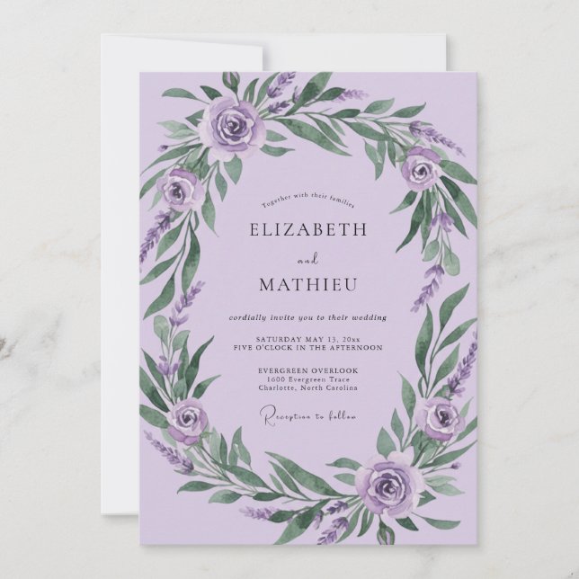 Invitation Mariage Feuillage Feuilles d'Orchidée (Devant)