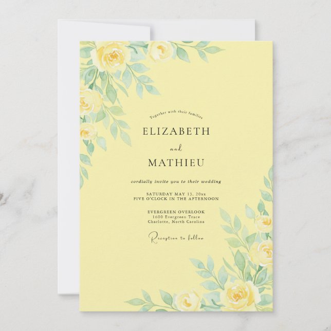 Invitation Mariage feuille à la crème au beurre (Devant)