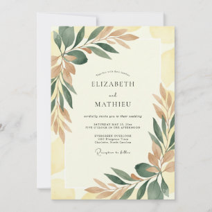 Invitation Mariage Feuille Ambre Terracotta