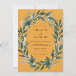 Invitation Mariage Feuille Ambrée