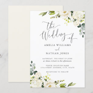 Invitation Mariage feuille aquarelle verte champagne