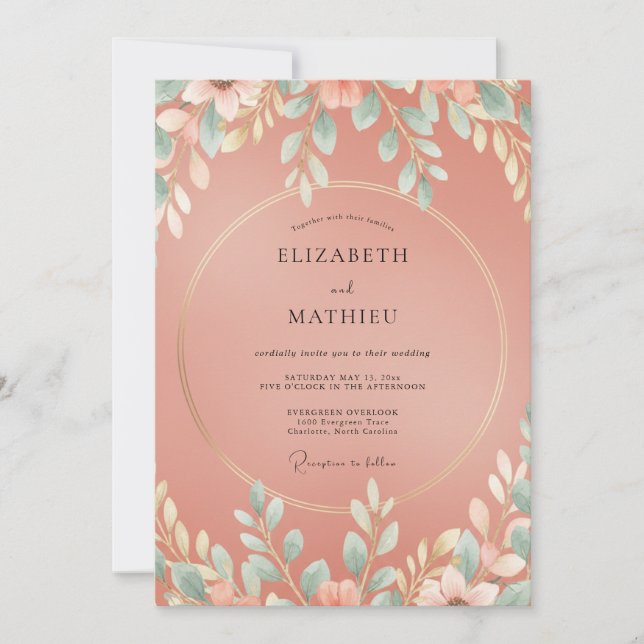 Invitation Mariage feuille cannelle (Devant)