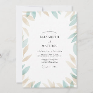 Invitation Mariage feuille champagne écume de mer