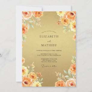 Invitation Mariage Feuille d'Ambre Dorée