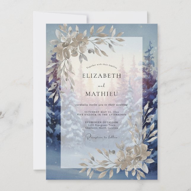 Invitation Mariage feuille d'améthyste de pervenche (Devant)