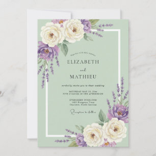 Invitation Mariage Feuille d'Améthyste Menthe