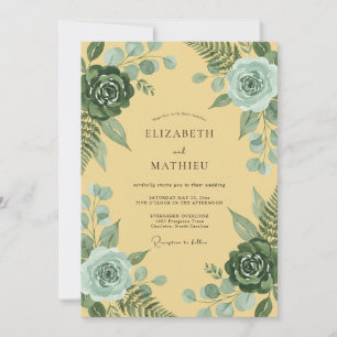 Invitation Mariage feuille d'ardoise au beurre