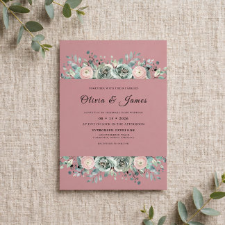 Invitation Mariage Feuille d'Ardoise Mauve