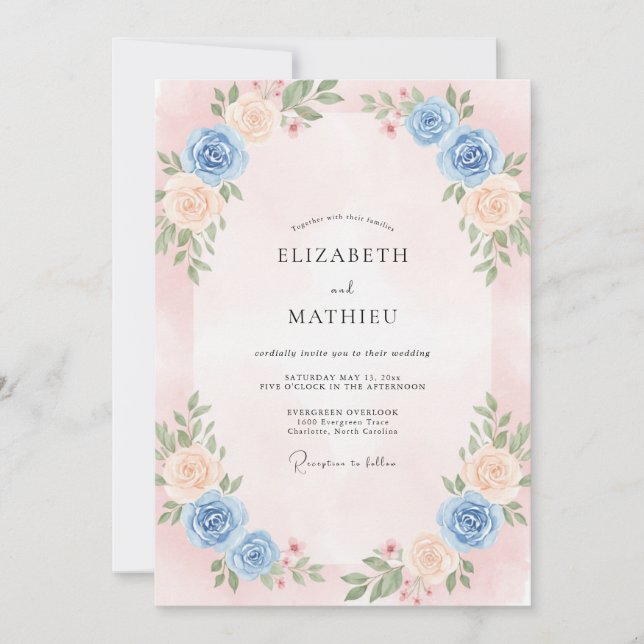 Invitation Mariage Feuille de Buvard Ivory (Devant)