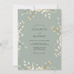 Invitation Mariage Feuille de Celadon