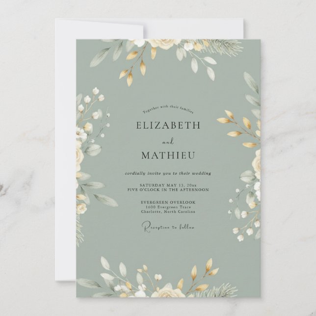 Invitation Mariage Feuille de Celadon (Devant)