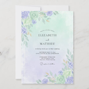 Invitation Mariage Feuille de Céladon Pervenche