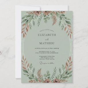 Invitation Mariage Feuille de céladon Rouille