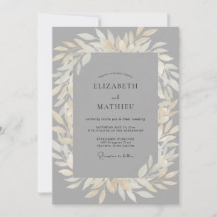 Invitation Mariage feuille de Champagne ardoise
