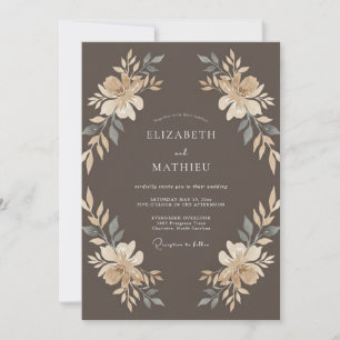 Invitation Mariage feuille de champagne au moka