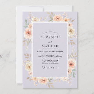 Invitation Mariage Feuille de Champagne Lilas