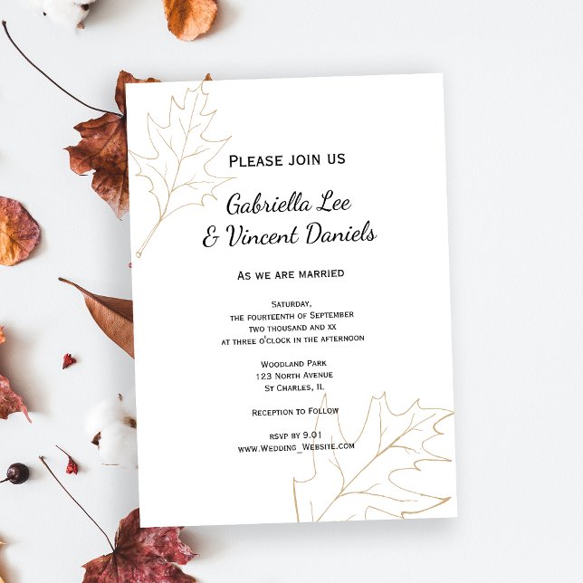 Invitation Mariage Feuille de chêne d'automne (Set the tone for your woodsy Fall marriage with the Autumn Oak Leaves Wedding Invitation.)