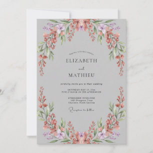 Invitation Mariage Feuille de Corail Gris
