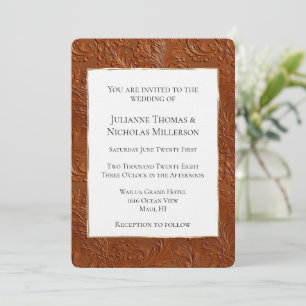 Invitation Mariage feuille de cowgirl marron bronzé de Bohême