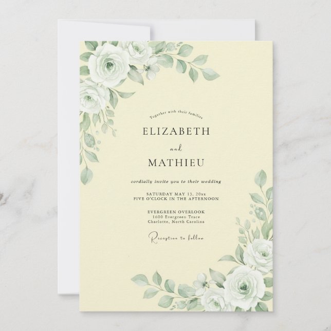 Invitation Mariage feuille de crème au beurre (Devant)
