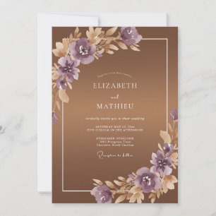 Invitation Mariage Feuille de Cuivre Améthyste