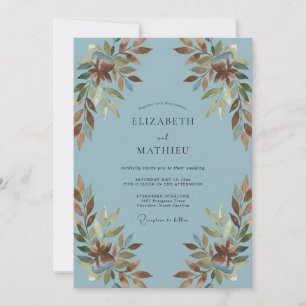 Invitation Mariage Feuille de Cuivre Antique sur Ardoise