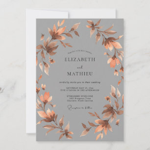 Invitation Mariage Feuille de Cuivre sur Ardoise