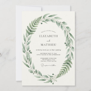 Invitation Mariage Feuille de Fougère Olive