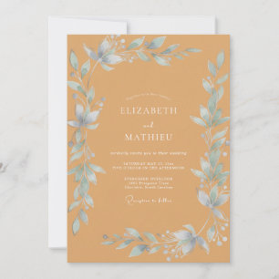 Invitation Mariage Feuille de Glace Ambre