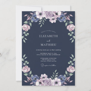 Invitation Mariage feuille de lilas de minuit