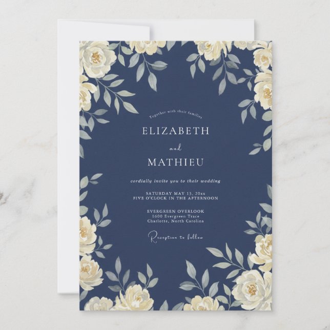 Invitation Mariage Feuille de Luxe Ivory (Devant)