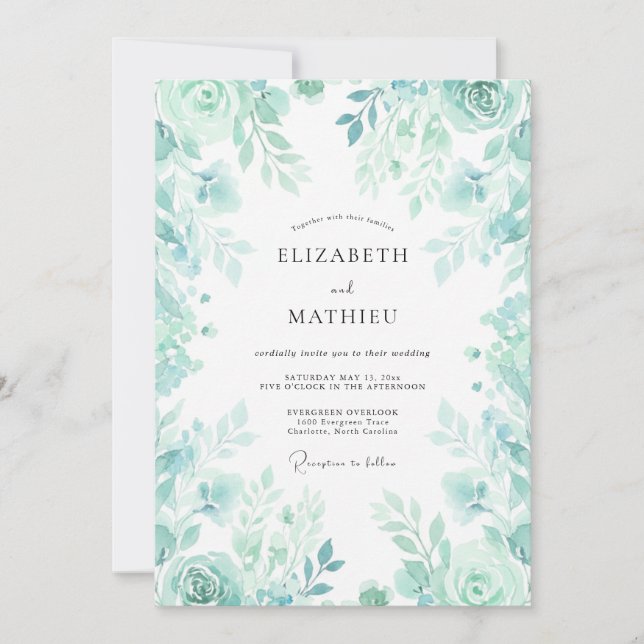 Invitation Mariage Feuille de Menthe (Devant)