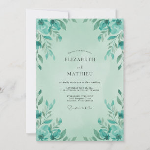 Invitation Mariage Feuille de Menthe Aqua Sage
