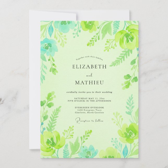Invitation Mariage Feuille de Menthe Chartreuse (Devant)