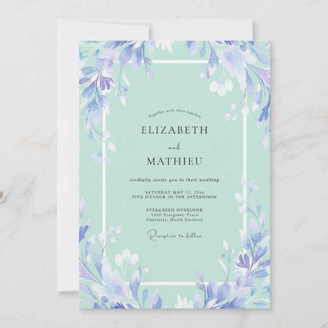 Invitation Mariage Feuille de Mer Églantine (Devant)