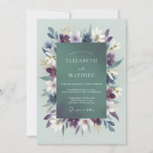 Invitation Mariage Feuille de Mer Violette