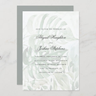 Invitation Mariage Feuille de Monstera Tropical Moderne