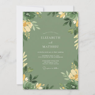 Invitation Mariage Feuille de Mousse Jaune