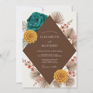 Invitation Mariage feuille de palmier à la moutarde
