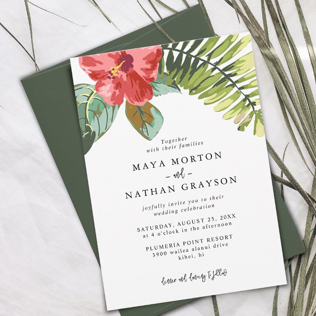 Invitation Mariage feuille de palmier fleur tropicale d'été (Créateur téléchargé)