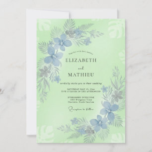 Invitation Mariage Feuille de Pervenche Pistache