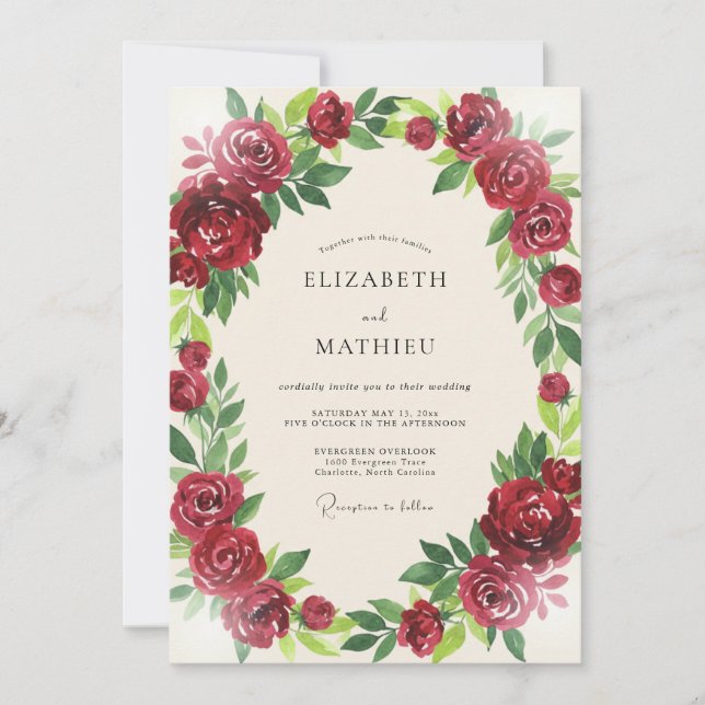 Invitation Mariage feuille de renoncule de Bourgogne (Devant)