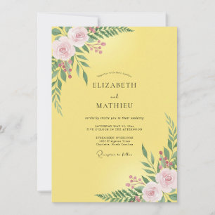 Invitation Mariage Feuille de Rose Butter