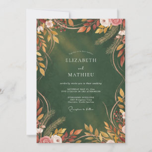 Invitation Mariage feuille de rouille ambre