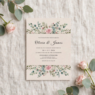 Invitation Mariage Feuille de Sauge Champagne