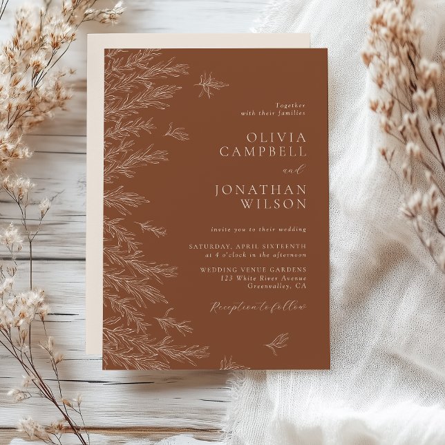 Invitation Mariage Feuille de Terracotta Boho (Créateur téléchargé)
