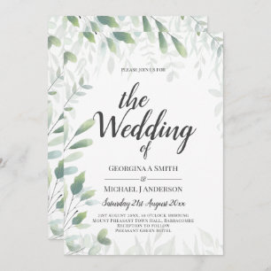 Invitation Mariage Feuille de verdure moderne QR Code RSVP