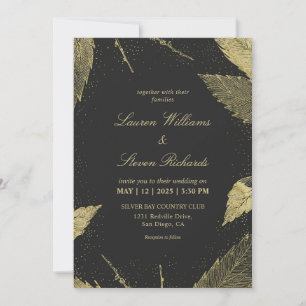 Invitation Mariage Feuille d'hiver noir sur mesure